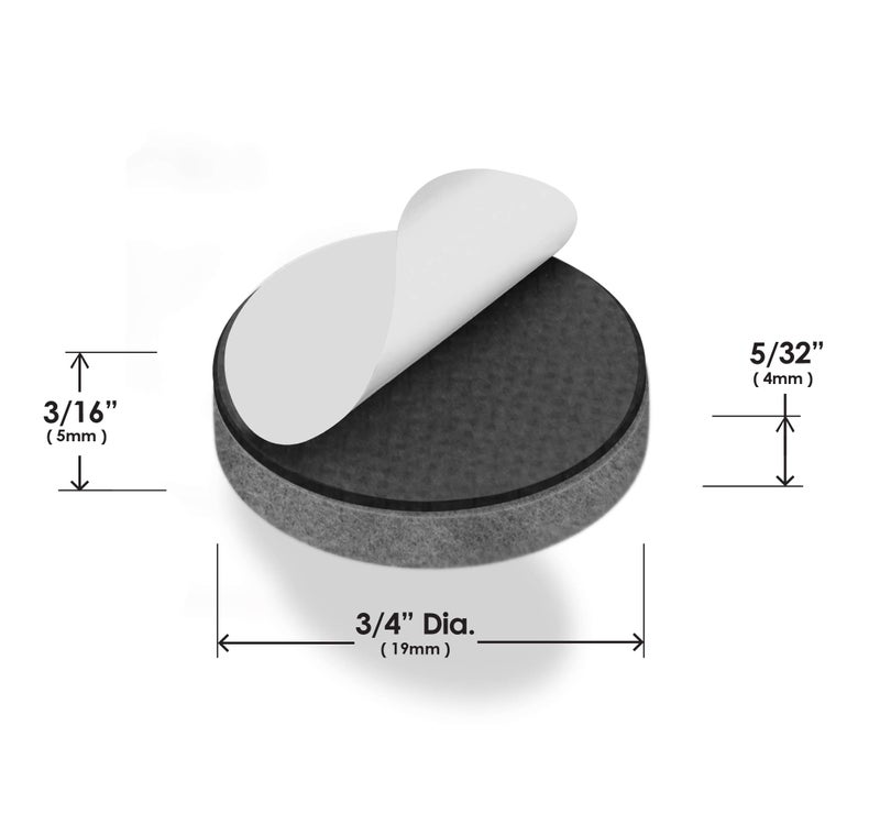 Slipstick Premium Wool Felt Furniture Pads/Small Chair Feet Floor Protectors (3/4 Inch Round) Includes 20 Heavy-Duty Felt Pads with Self Stick Adhesive, Gray, CB111 - Image 4